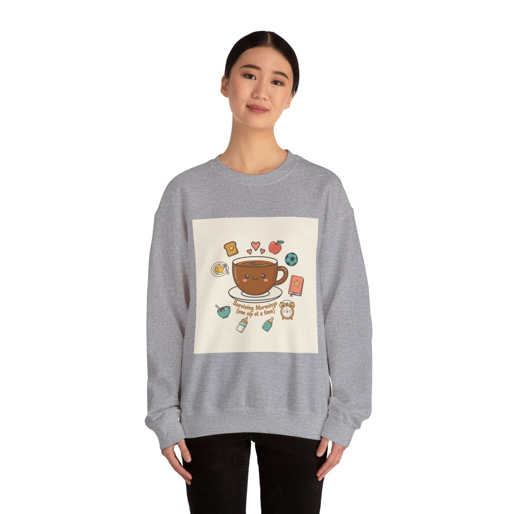 Morning Chaos Coffee Mom Sweatshirt | parenting morning humor, tired parent shirt