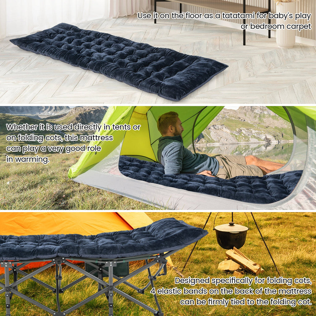 75 x 27.5 Inch Camping Cot Pads with Soft and Breathable Crystal Velvet