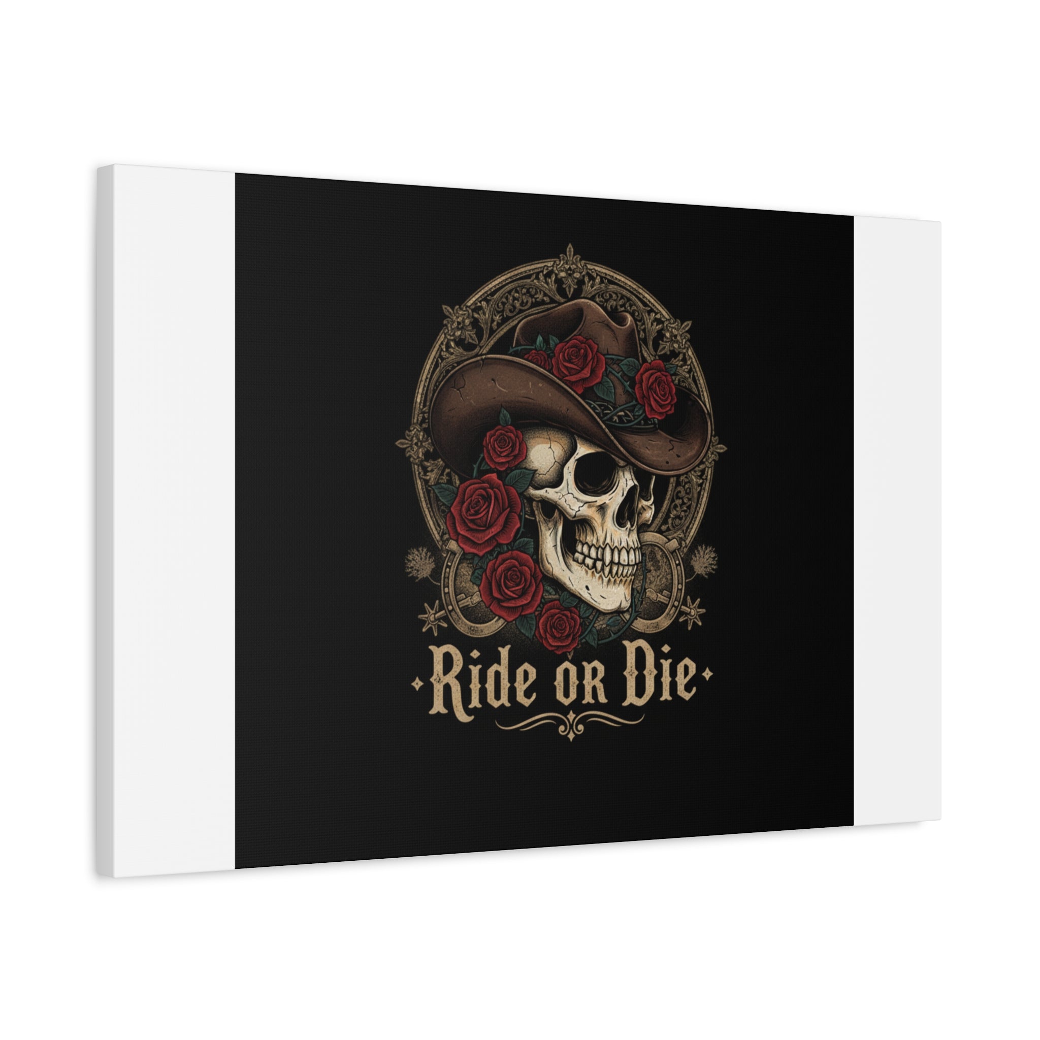 Ride or Die Skull Canvas | Western Skull Art, Gothic Americana