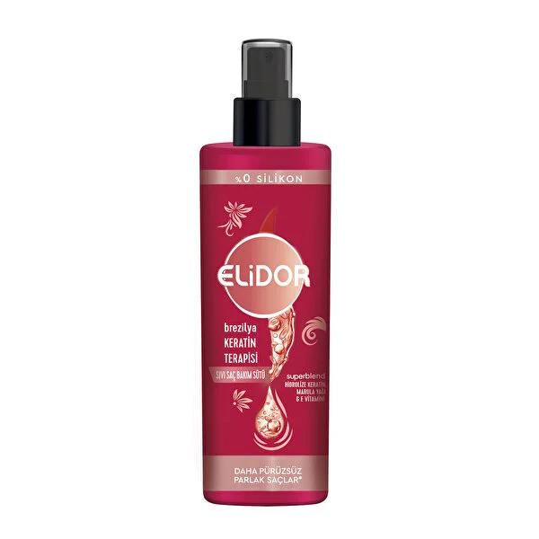 Elidor Brazil Keratin Therapy Liquid Hair Care Milk - Nourishing, Smoothing, and Strengthening Hair with Hydrolyzed Keratin, Vitamin E, and Marula Oil