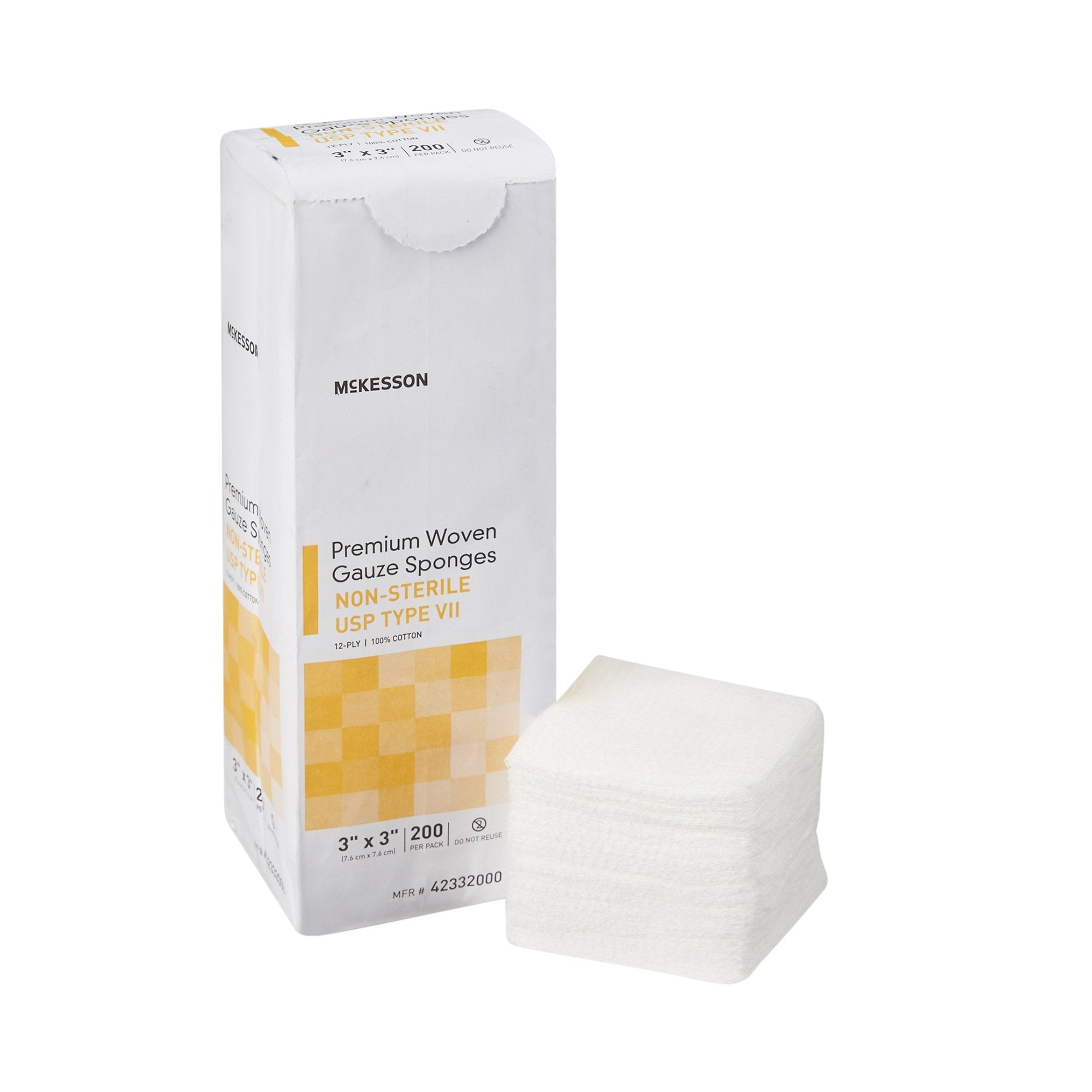 McKesson USP Type VII Gauze Sponge, 3 x 3 Inch, 12-Ply 42332000