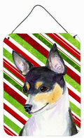 Chihuahua Candy Cane Holiday Christmas Wall or Door Hanging Prints Aluminum Metal Sign Kitchen Wall Bar Bathroom Plaque Home Decor Front Door Plaque, 12x16, Multicolor
