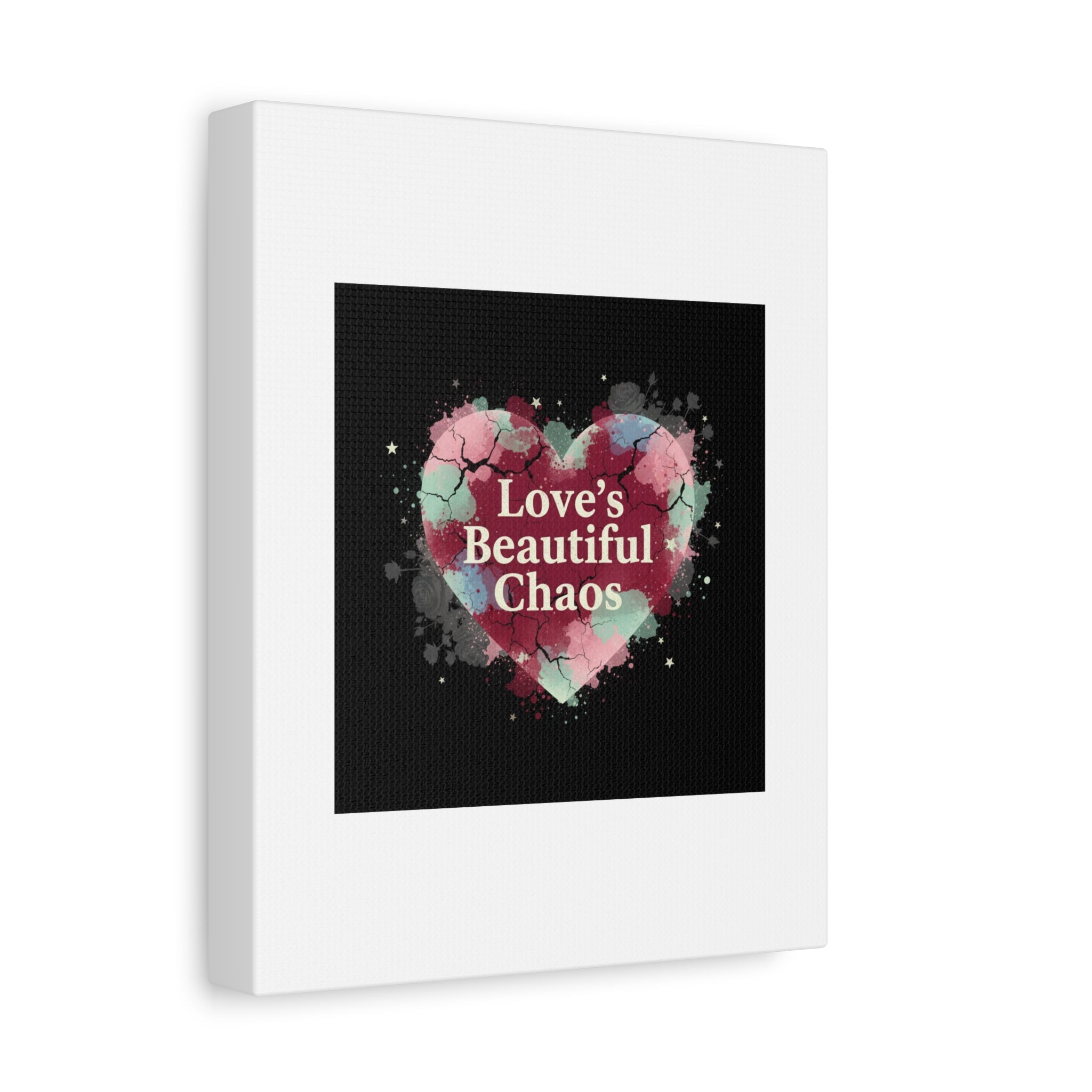 Love's Beautiful Chaos Canvas Print | Soft Grunge Hearts, Distressed Heart Art