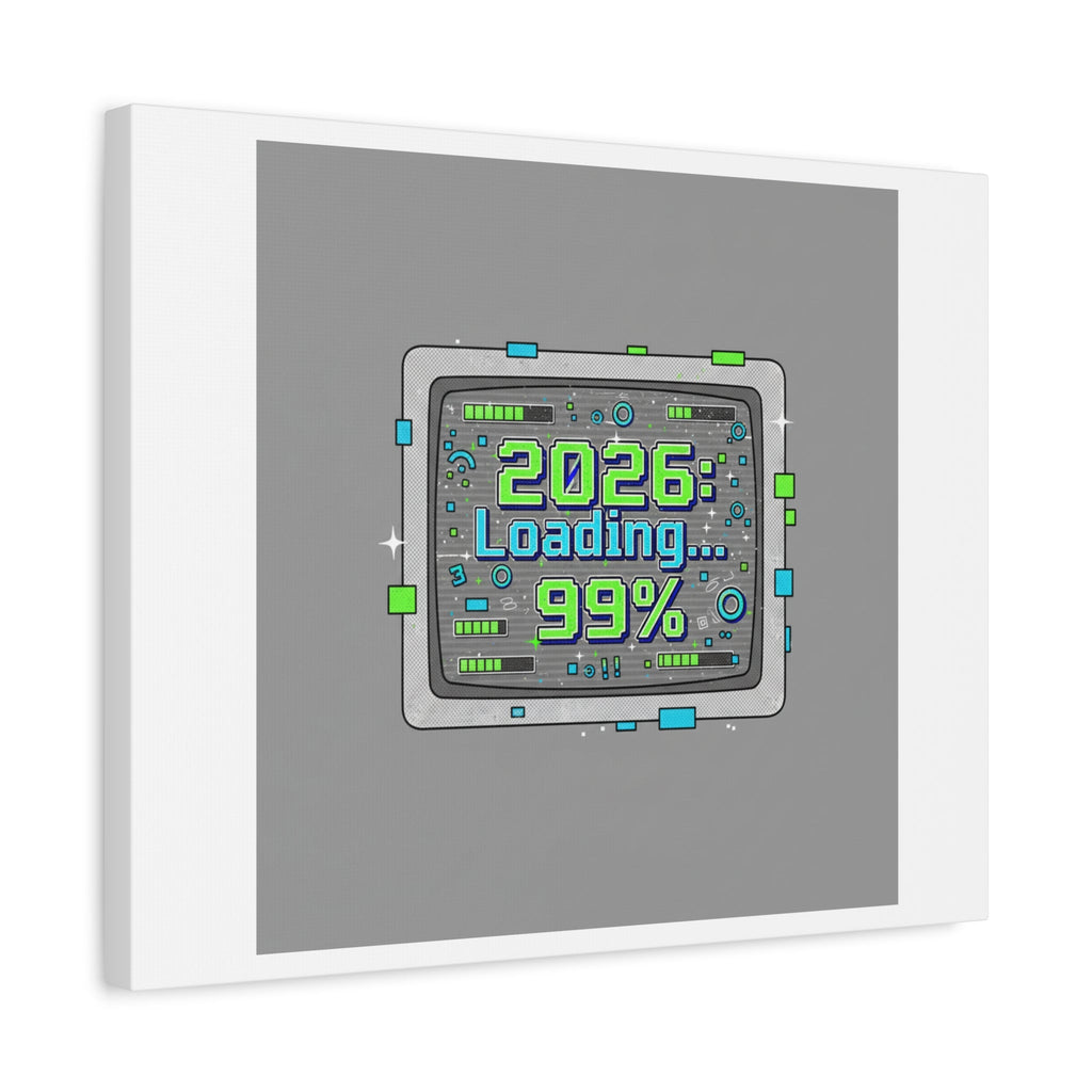 2026 Loading 99% Canvas | NYE countdown, retro system interface