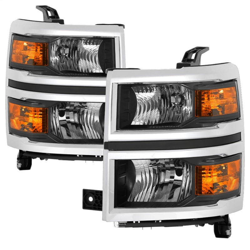 SPYDER xTune 14-15 Chevy Silverado 1500 (New Body) OEM Style Headlights w/Trim - Blk (HD-JH-CS14-CC-BK) 9042447
