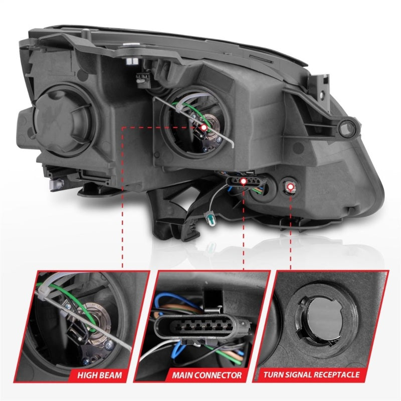 ANZO 2007-2012 GMC Acadia Projector Headlights Balck Housing 111530