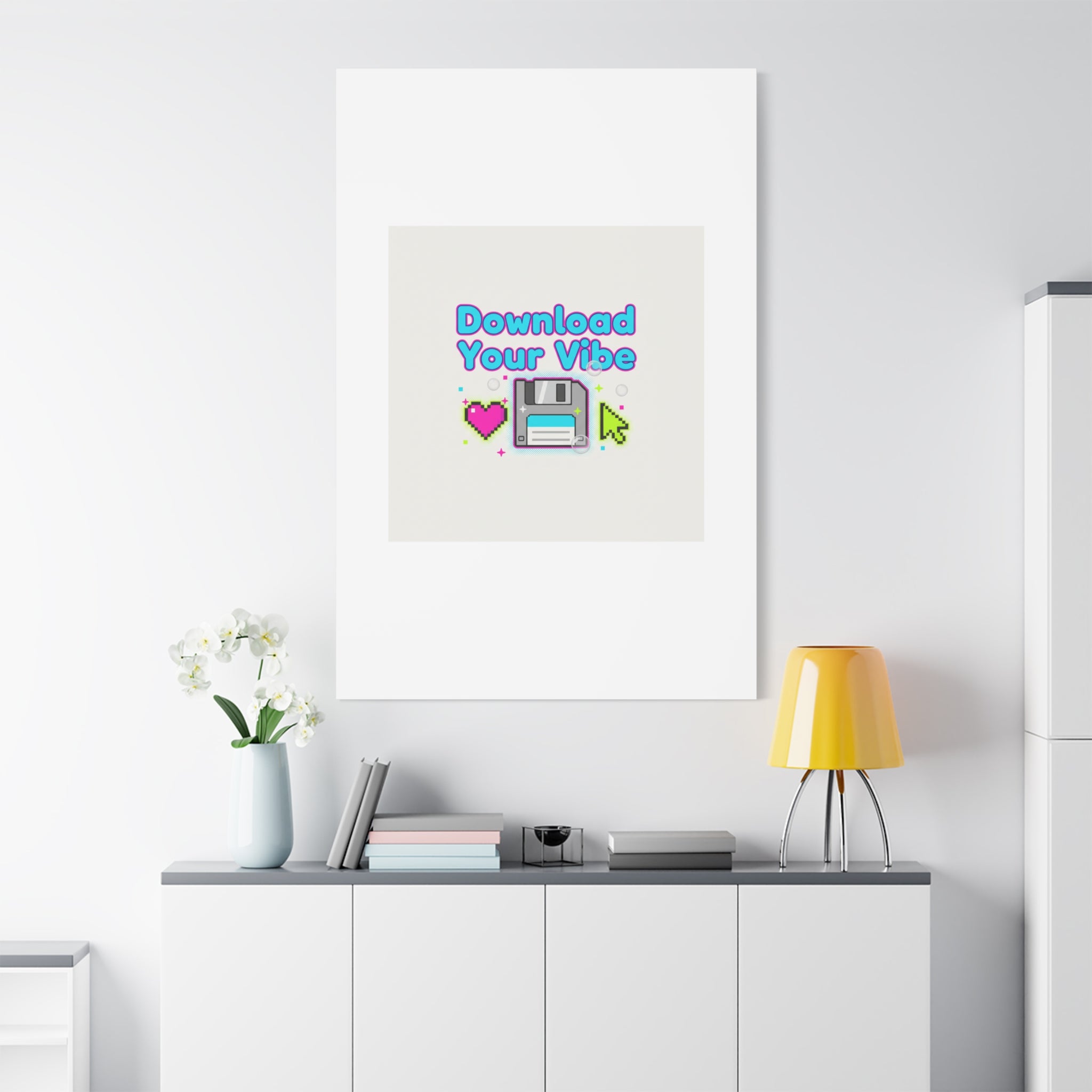 Download Your Vibe Canvas | Y2K Retro Tech, Pixel Floppy Disk Poster