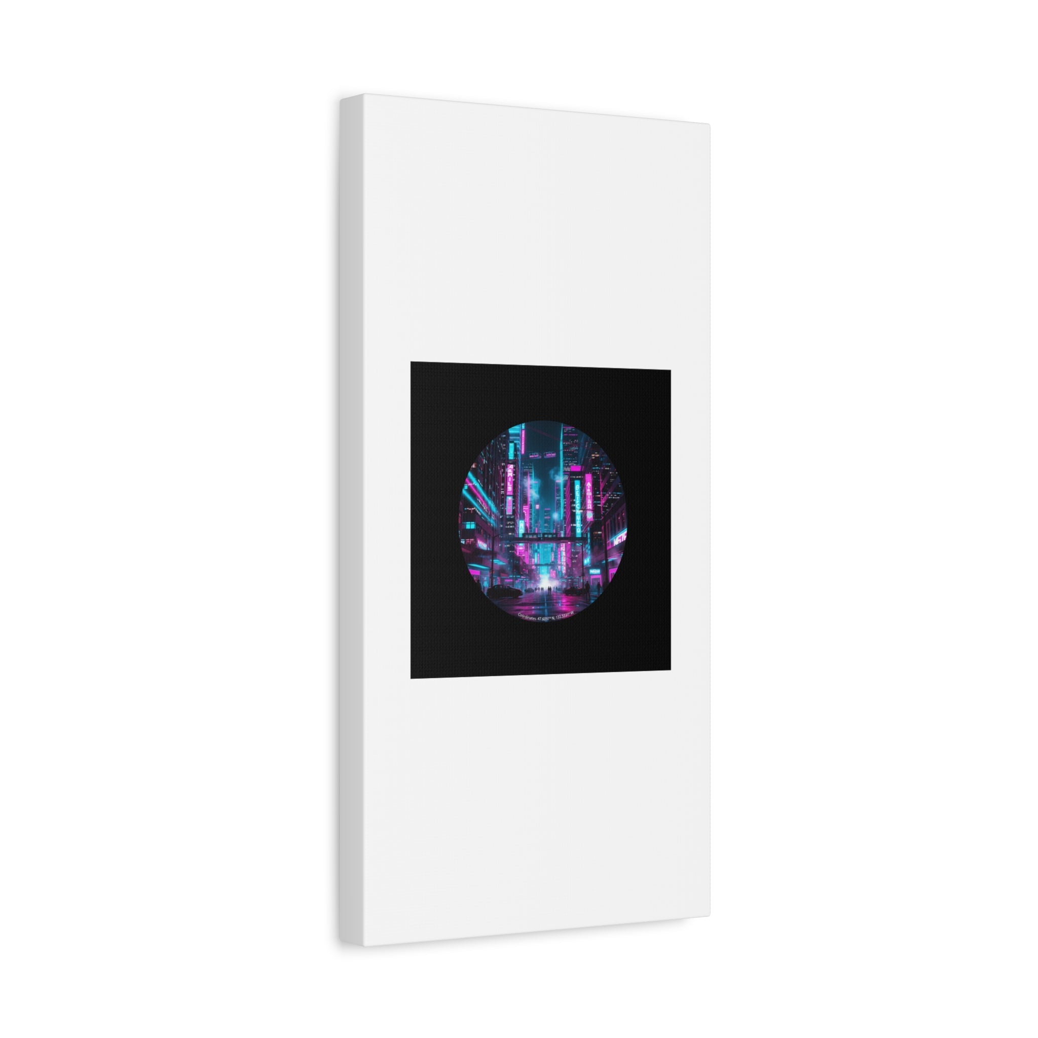 Neon Cyberpunk Cityscape Canvas | synthwave skyline, future city art