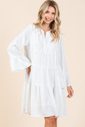 Tiered Notched Flare Sleeve Dress – Playful and Stylish Dress with Flare Sleeves and Notched Neckline