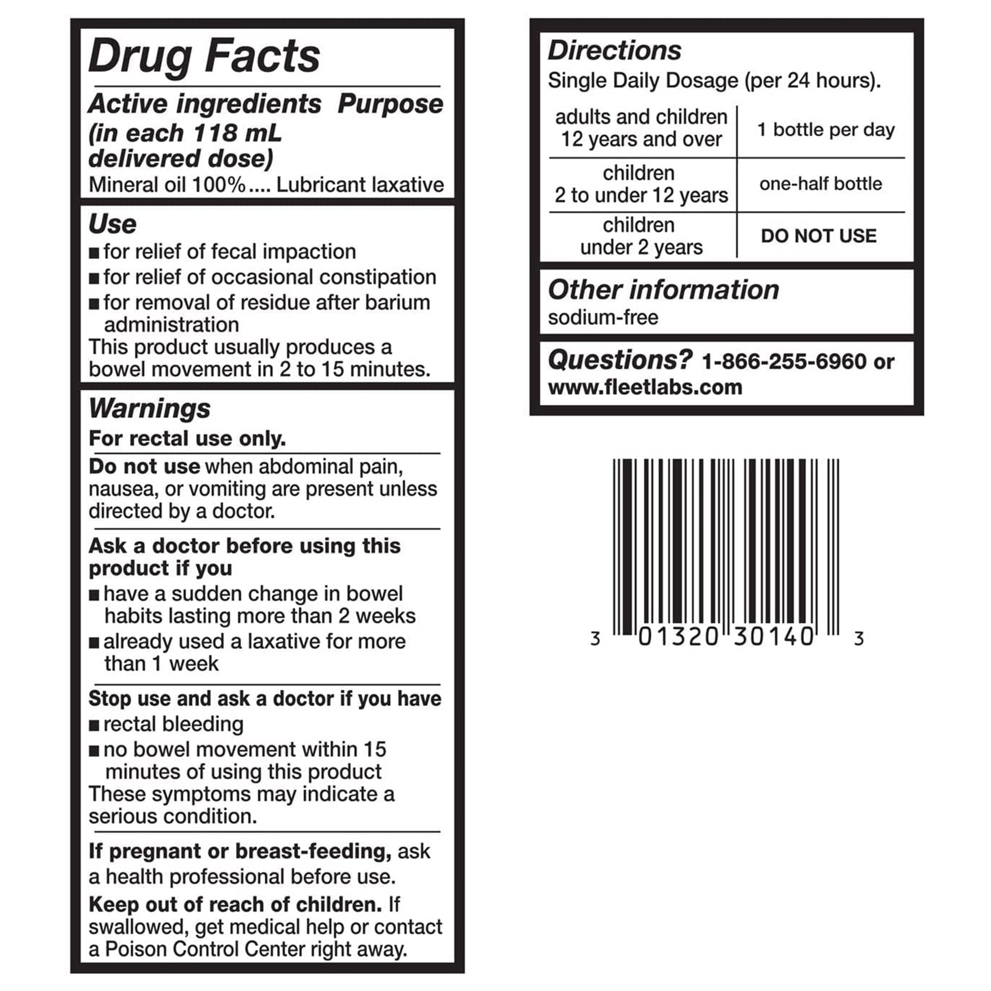 Fleet® Enema, 4.5-ounce Bottle 00132030140