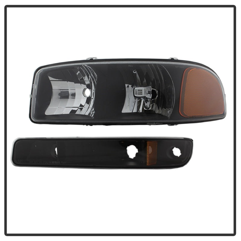 SPYDER xTune GMC Sierra 99-06 /Yukon 00-06 Crystal Headlights & Bumper Lights - Black HD-JH-GS99-AM-SET-BK 9037474