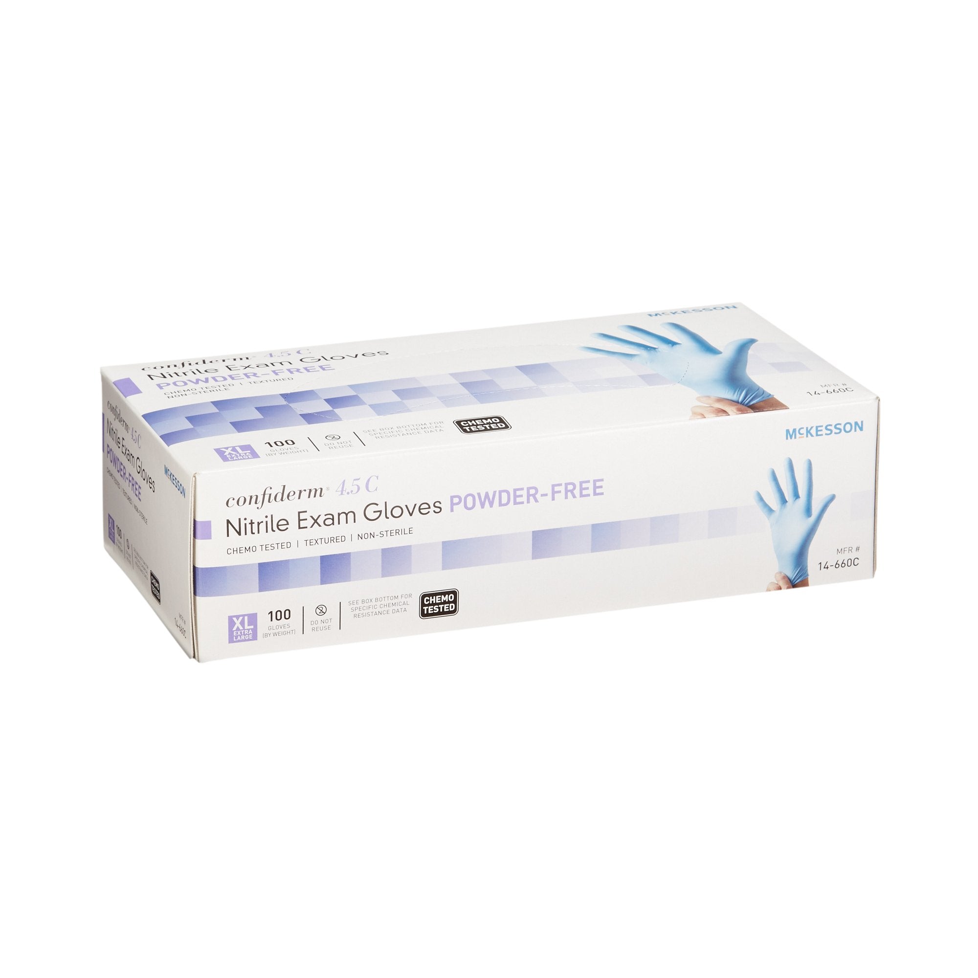 McKesson Confiderm® 4.5C Nitrile Exam Glove, Extra Large, Blue 14-660C