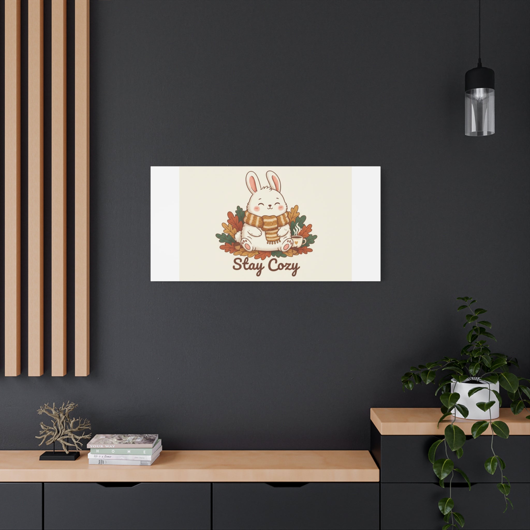 Cozy Bunny Illustration Canvas | Cute Critter Winter Forest Art