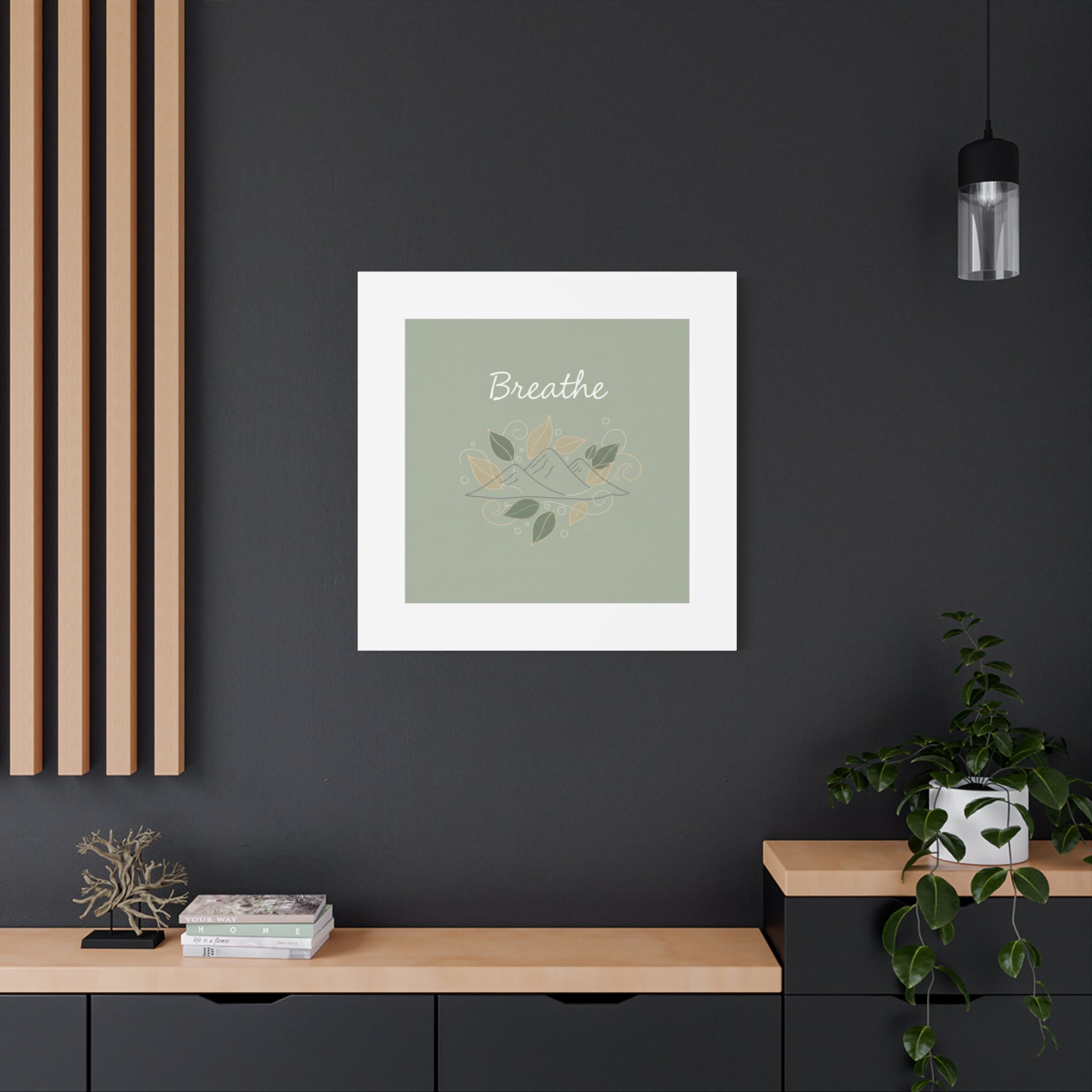 Breathe Mountain Line Canvas | Nature Symbols, Minimal Forest Wall Art