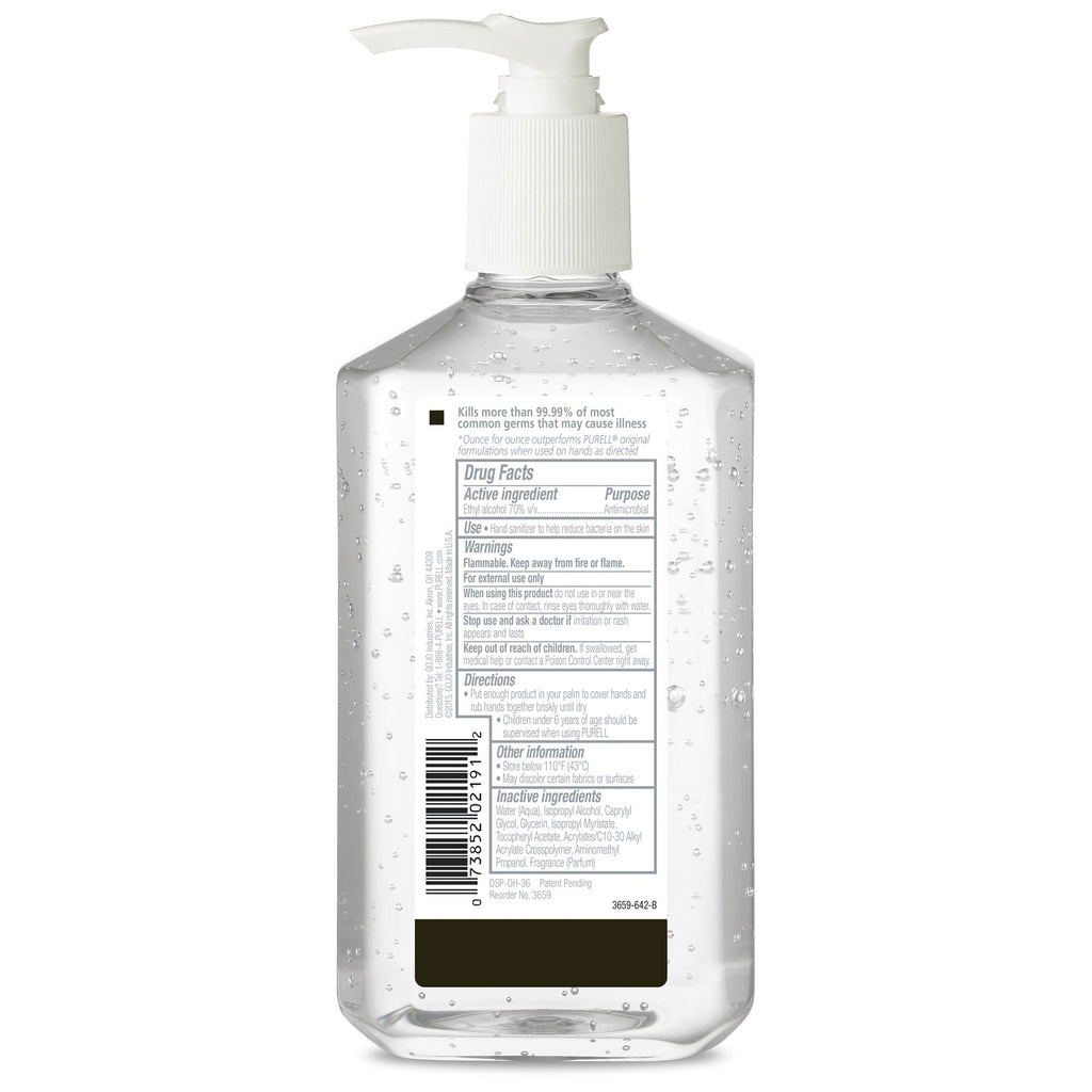 Purell Advanced Hand Sanitizer 12 Oz. Ethyl Alcohol Gel Table Top Pump Bottle 3659-12
