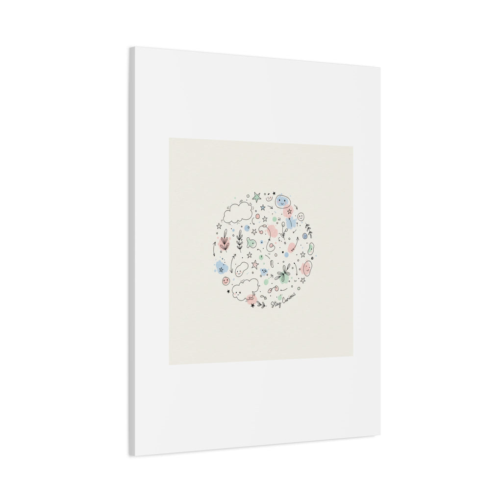 Doodle Circle Line Drawing Matte Canvas, Hand-Drawn Sketch Art