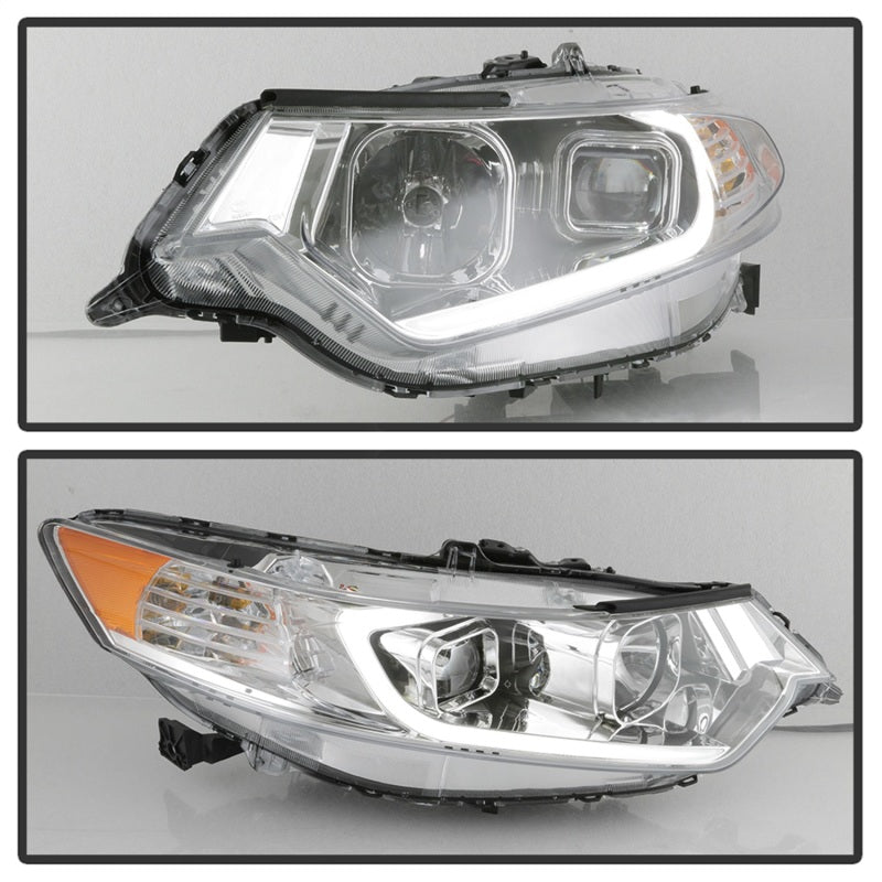 SPYDER xTune 09-14 Acura Projector Headlights - Light Bar DRL - Chrome (PRO-JH-ATSX09-LB-C) 9042225
