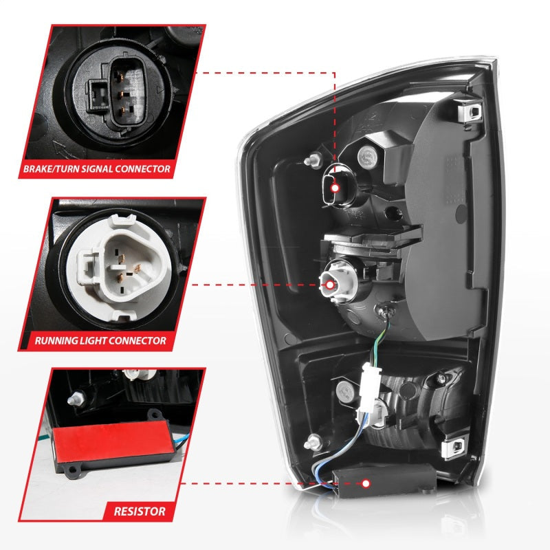 ANZO 16-21 Toyota Tacoma LED Tail Lights - w/ Light Bar Sequential Black Housing & Smoke Lens 311401