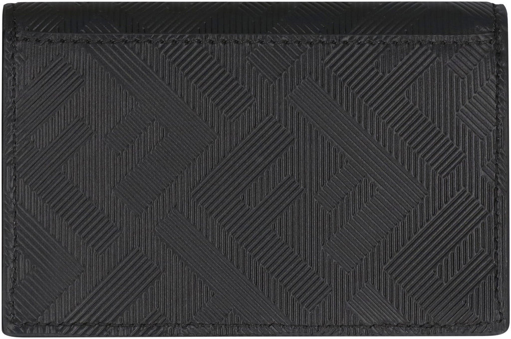 FENDI Leather Card Holder with FF Motif - 11 cm x 7.5 cm