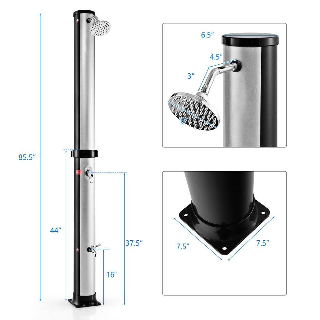 7.2 Feet Solar-Heated Outdoor Shower with Free-Rotating Shower Head