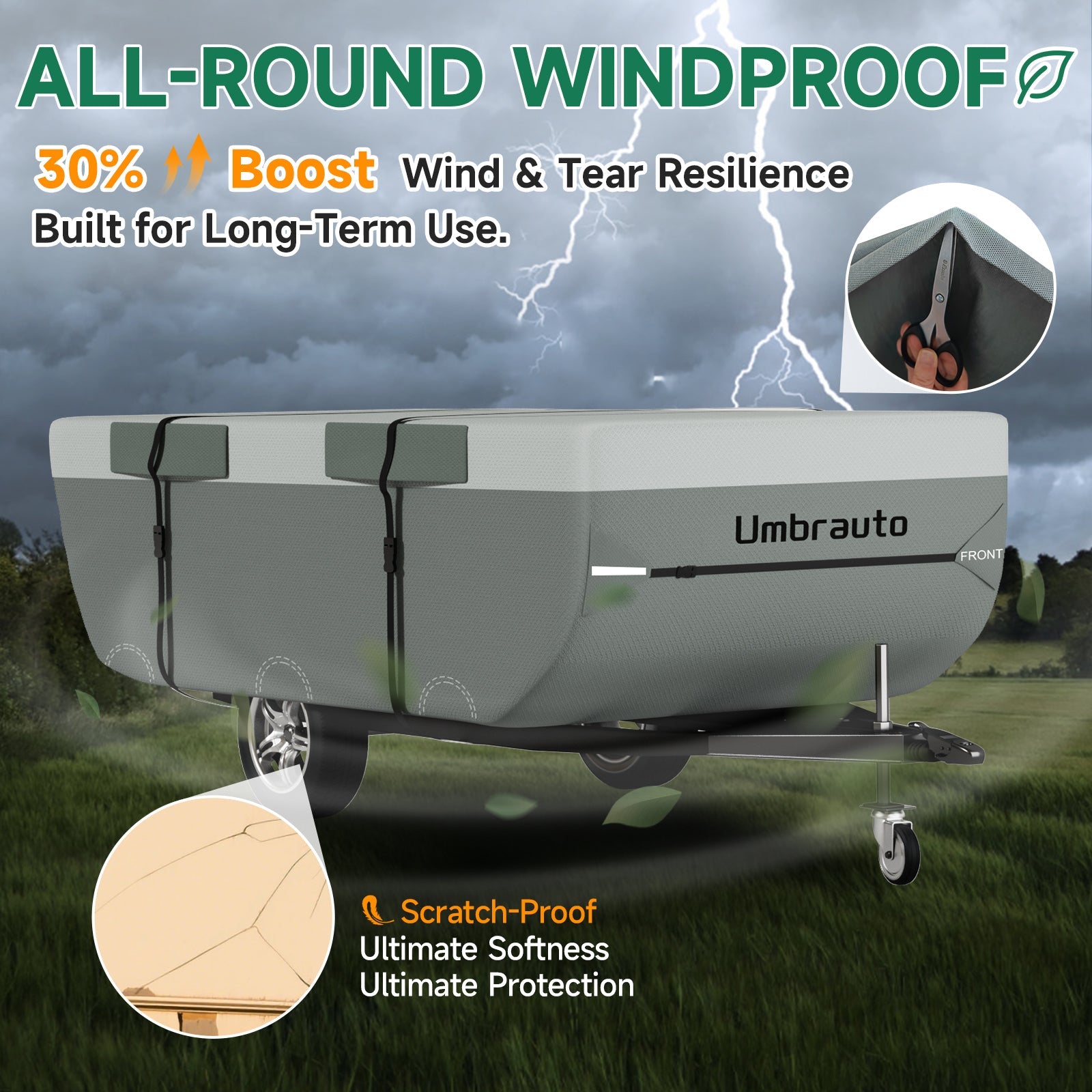 Umbrauto Pop Up Folding Camper Cover Upgraded 7 Layers Top 3 Layers Side,Grey