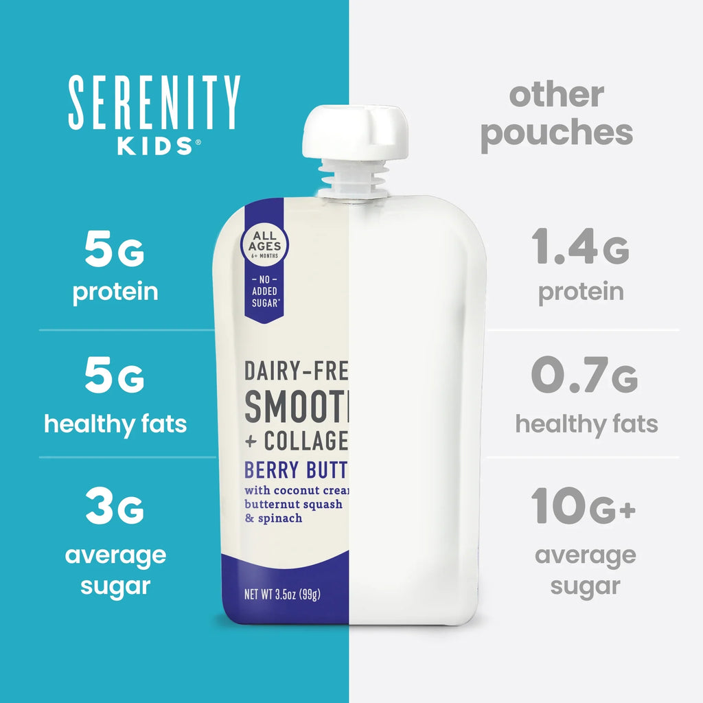 Serenity Kids Smoothie, Organic Berry Butternut Squash, 6-Pack of 3.5 Oz Pouches