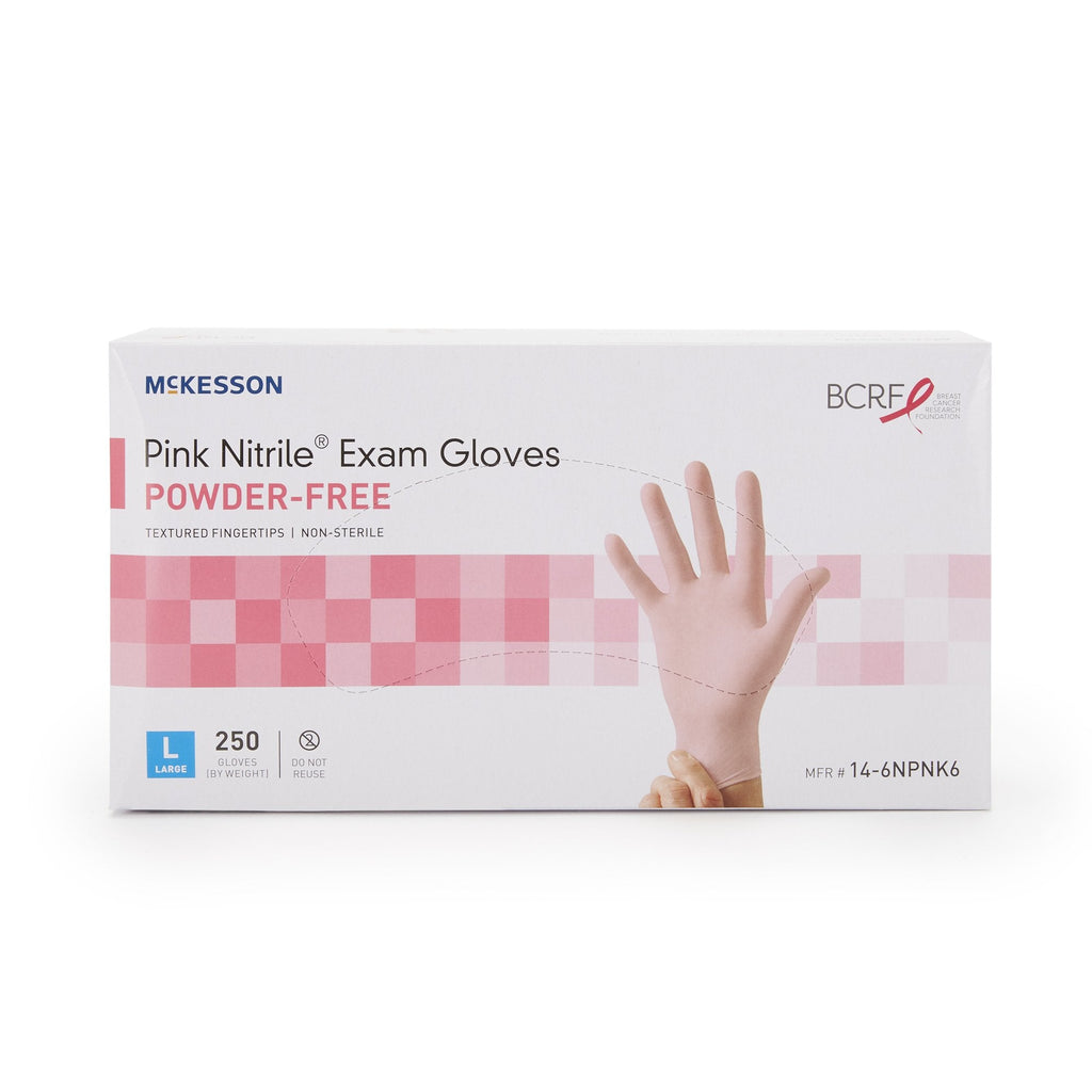 McKesson Pink Nitrile® Nitrile Exam Glove, Large, Pink 14-6NPNK6