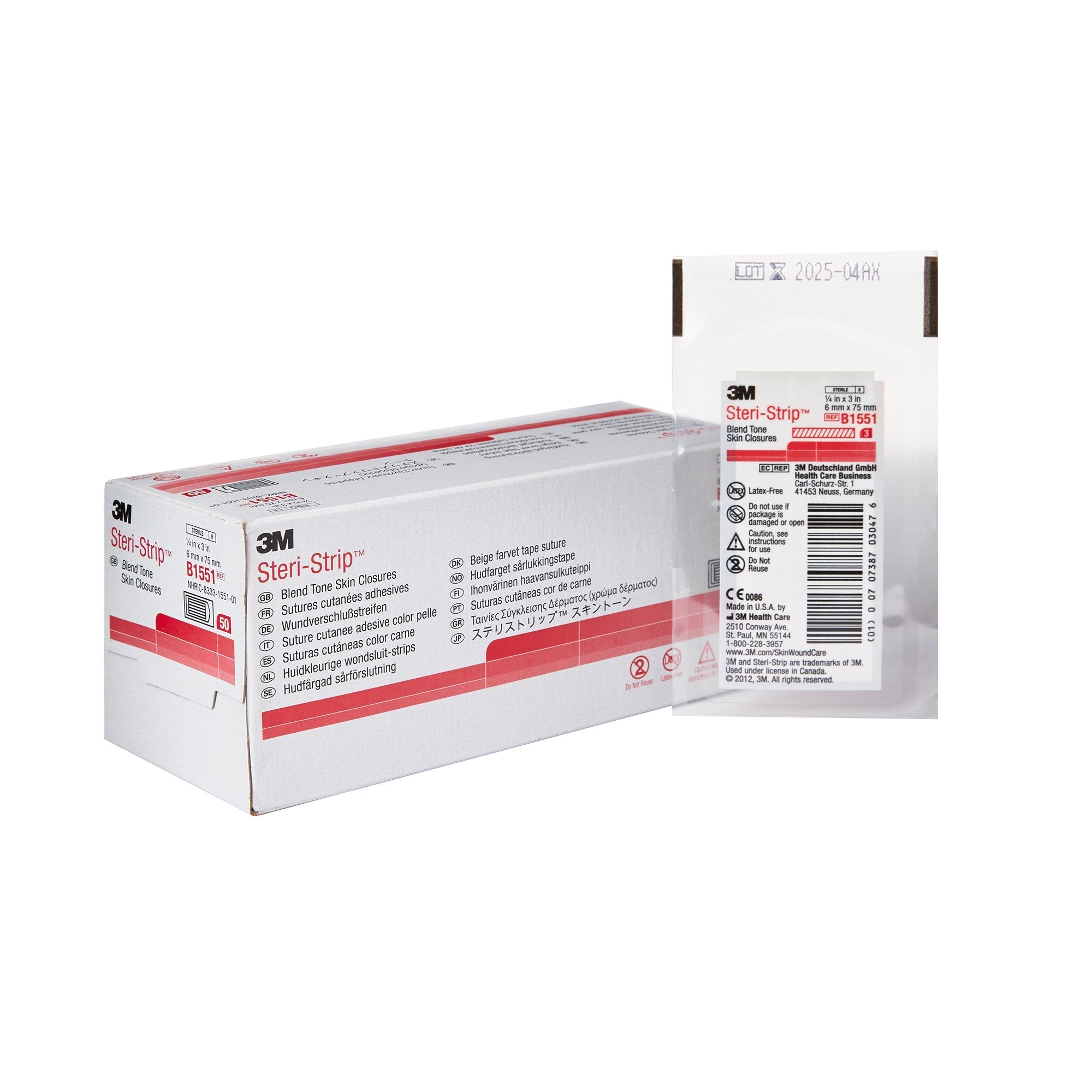 3M Steri-Strip Blend Tone Skin Closures, Beige, 1/4 inch X 3 inch, nonwoven B1551