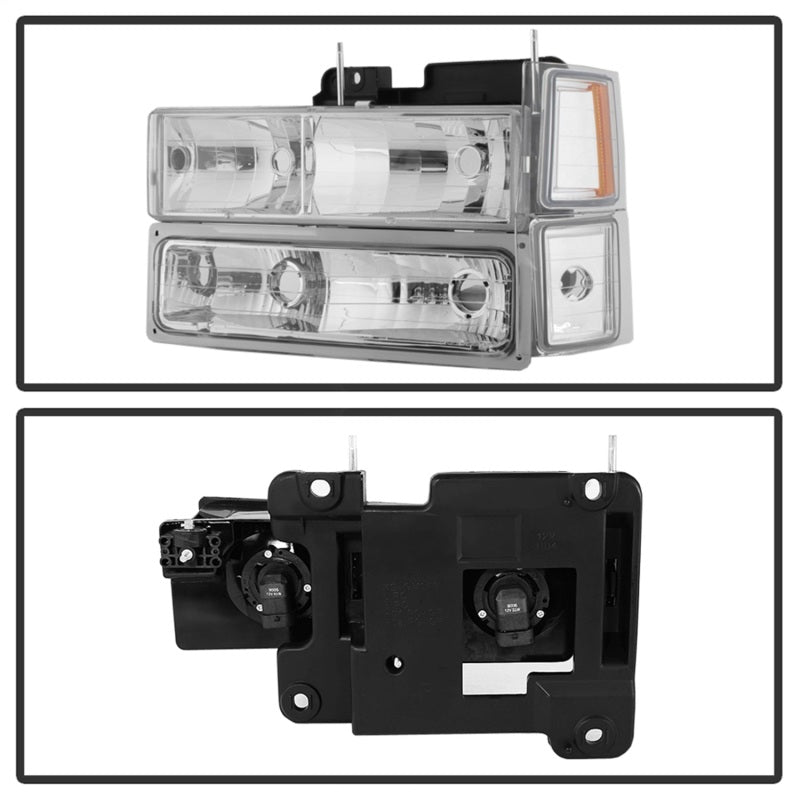 SPYDER Xtune Chevy Suburban 94-98 Headlights w/ Corner & Parking Lights 8pcs Chrome HD-JH-CCK88-AM-C-SET 5069535