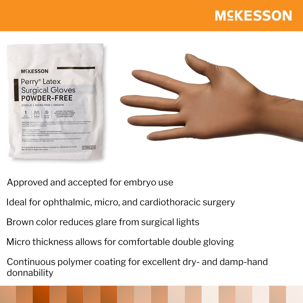 McKesson Perry® Latex Surgical Glove, Size 5.5, Brown 20-1355N