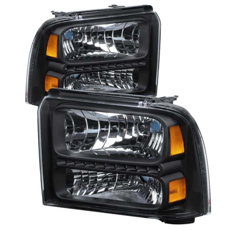 SPYDER Xtune Ford F250/350/450 Super Duty 05-07 Crystal Headlights w/ LED Black HD-JH-FS05-LED-BK 9026966