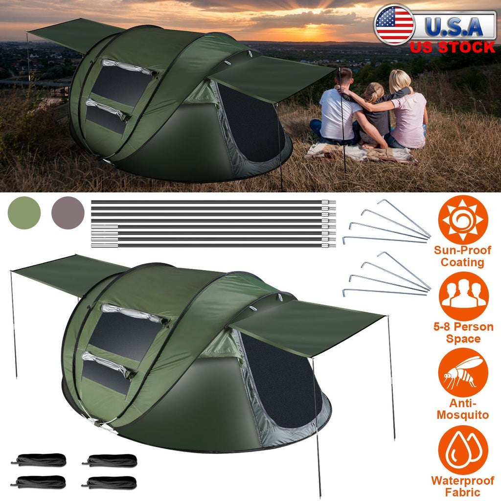 3-4 Person Pop Up Tent Automatic Setup Camping Tent Waterproof Instant Setup Tent with 2 Mosquito Net Windows Carrying Bag for Hiking Climbing Adventu