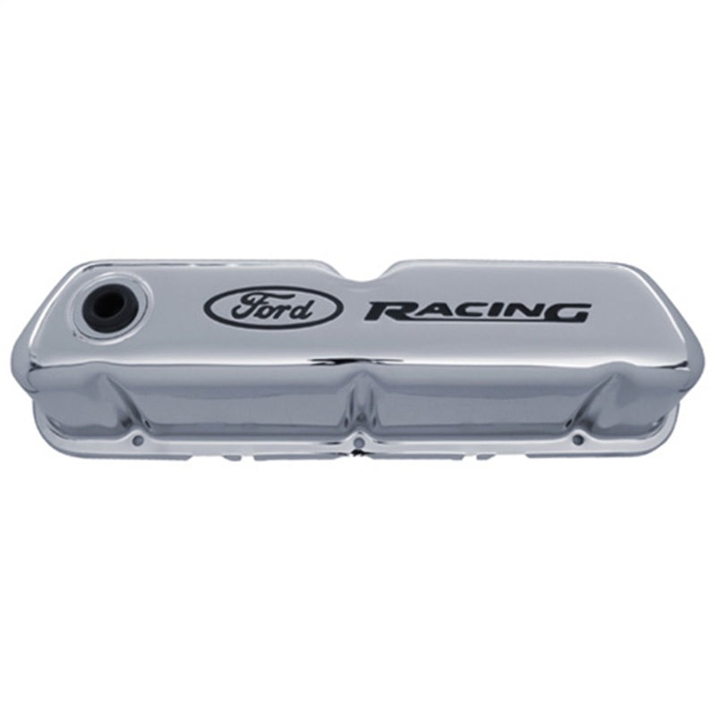 Ford Chrome Steel Valve Cover Set w/Ford Racing Logo FRD302-071