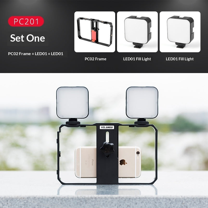 Compatible with Apple, Mobile Photography Set Mobile Live Rabbit Cage Set Microphone Tripod with Supplementary Light