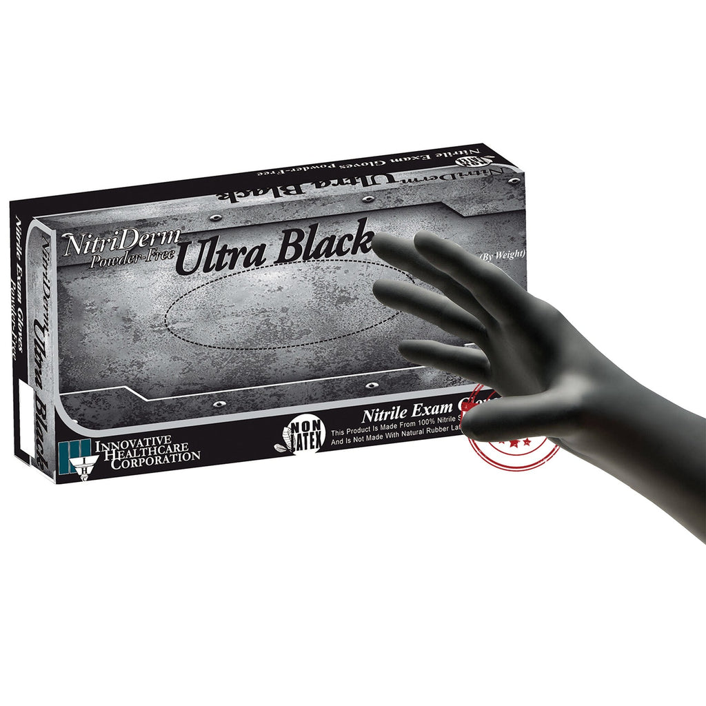 NitriDerm® Ultra Black Nitrile Exam Glove, Large, Black 187300