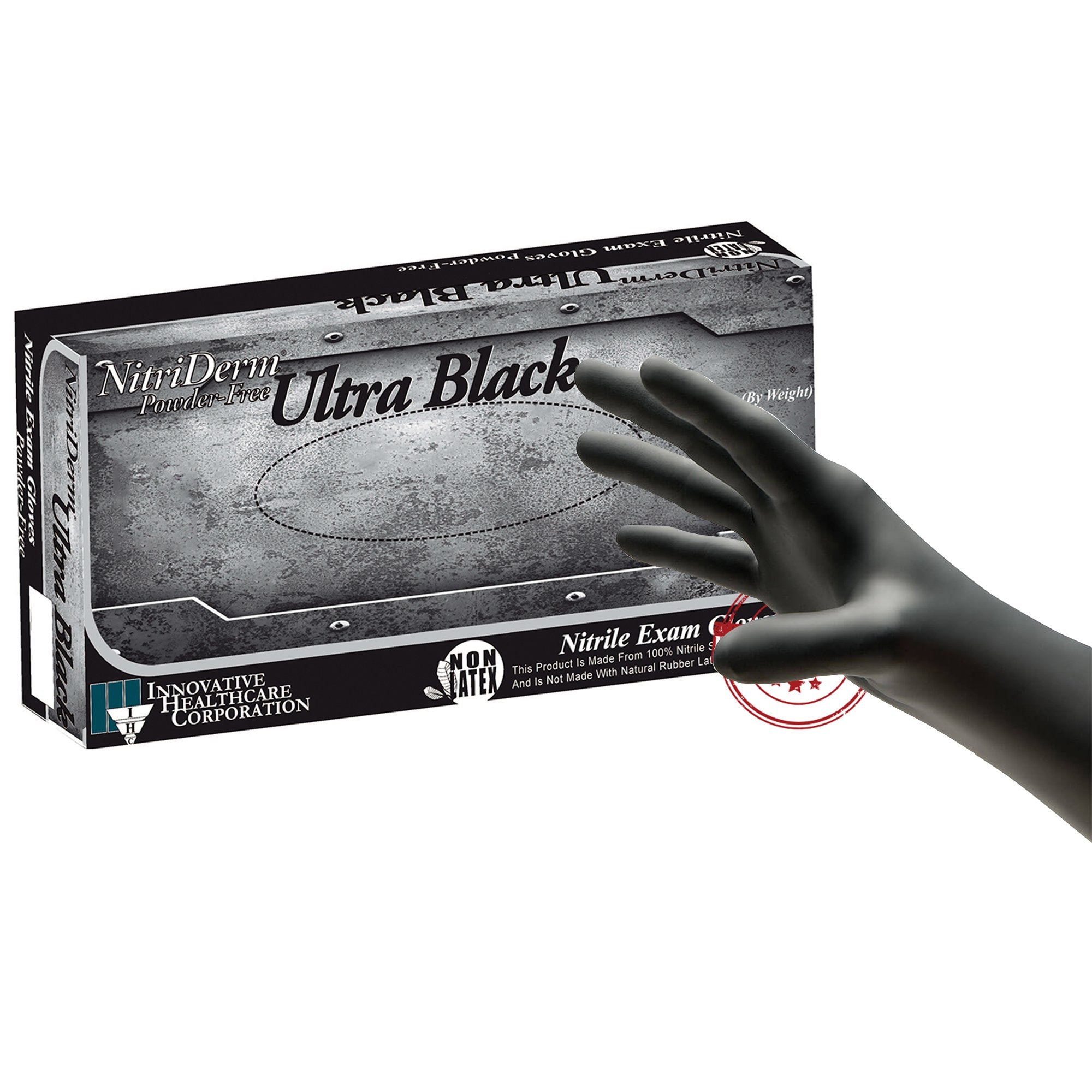 NitriDerm® Ultra Black Nitrile Exam Glove, Large, Black 187300