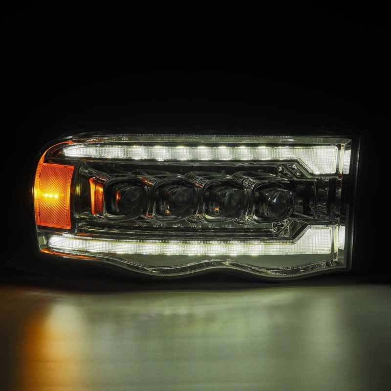 AlphaRex 02-05 Dodge Ram 1500 NOVA LED Proj Headlights Plank Style Chrome w/Activ Light/Seq Signal 880565 *Discontinued