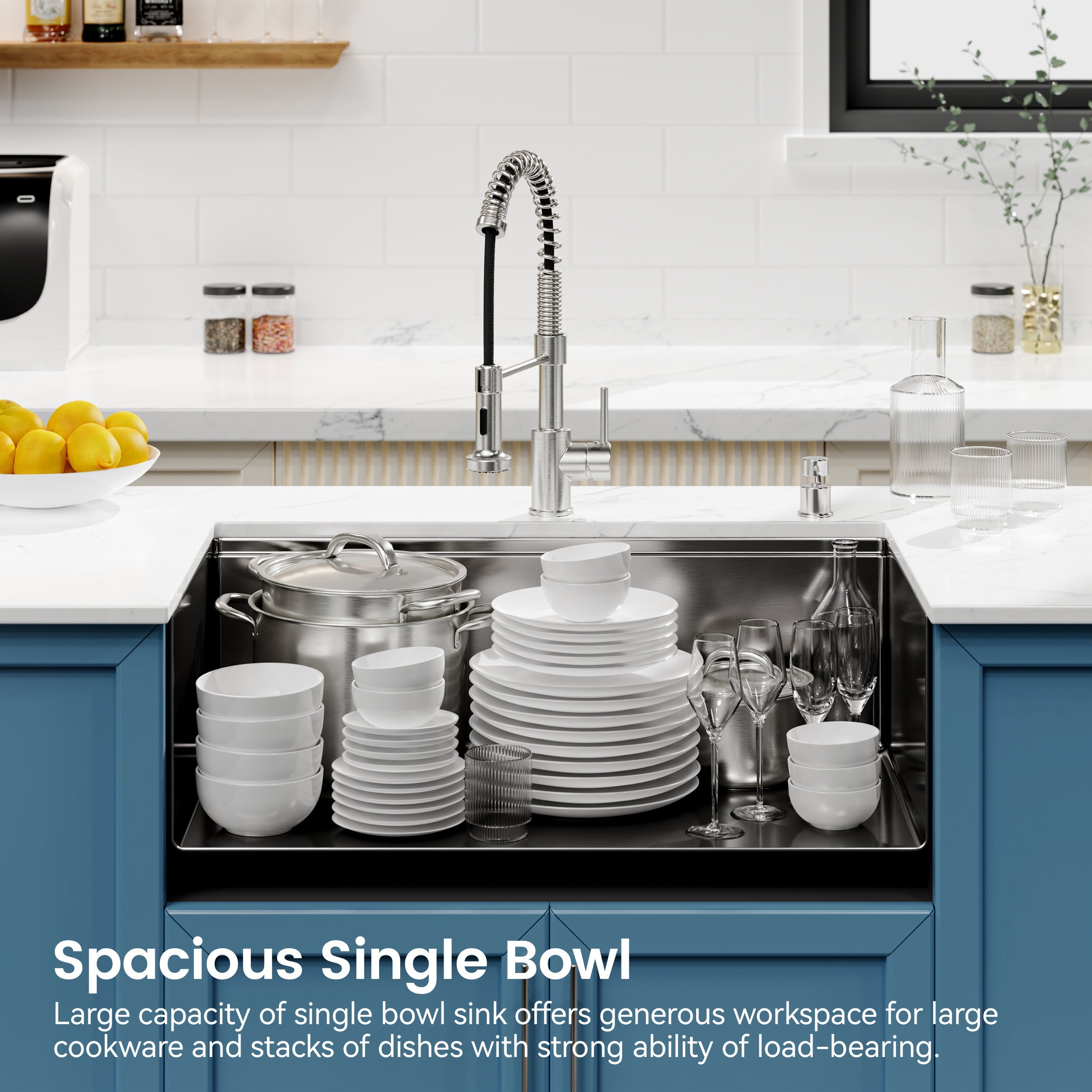 Stainless Steel Kitchen Sink, 30″x19″ Single Bowl, Undermount Handmade Sink in Black, with Cutting Board, Colander