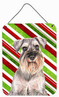 Candy Cane Holiday Christmas Schnauzer Wall or Door Hanging Prints Aluminum Metal Sign Kitchen Wall Bar Bathroom Plaque Home Decor Front Door Plaque, 12x16, Multicolor