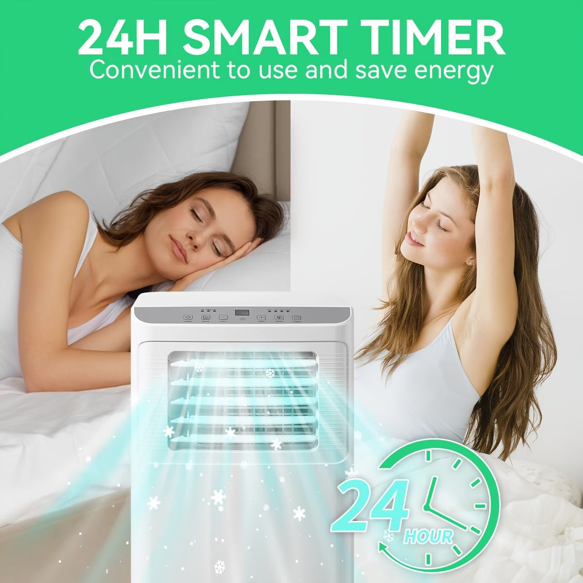 8000 BTU Portable AC Unit (4400BTU SACC) with Remote, 24-Hour Timer, Dehumidifier, And Compact 3-In-1 Air Cooler for Small Spaces, Bedrooms, And Home Offices