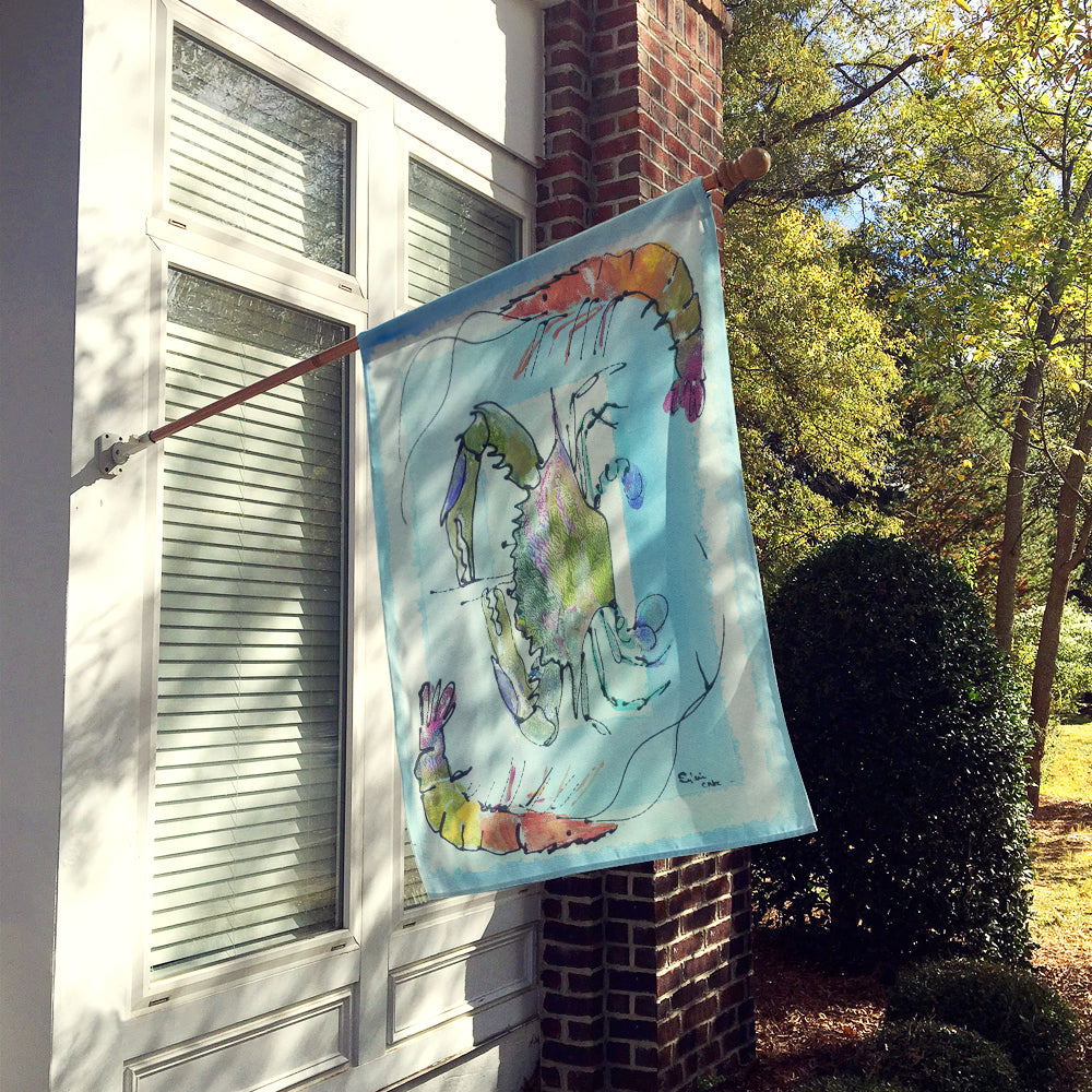 Crab and Shrimp House Flag 28x40 Porch Sleeve Pole Decorative Outside Yard Banner Artwork Wall Hanging, Polyester