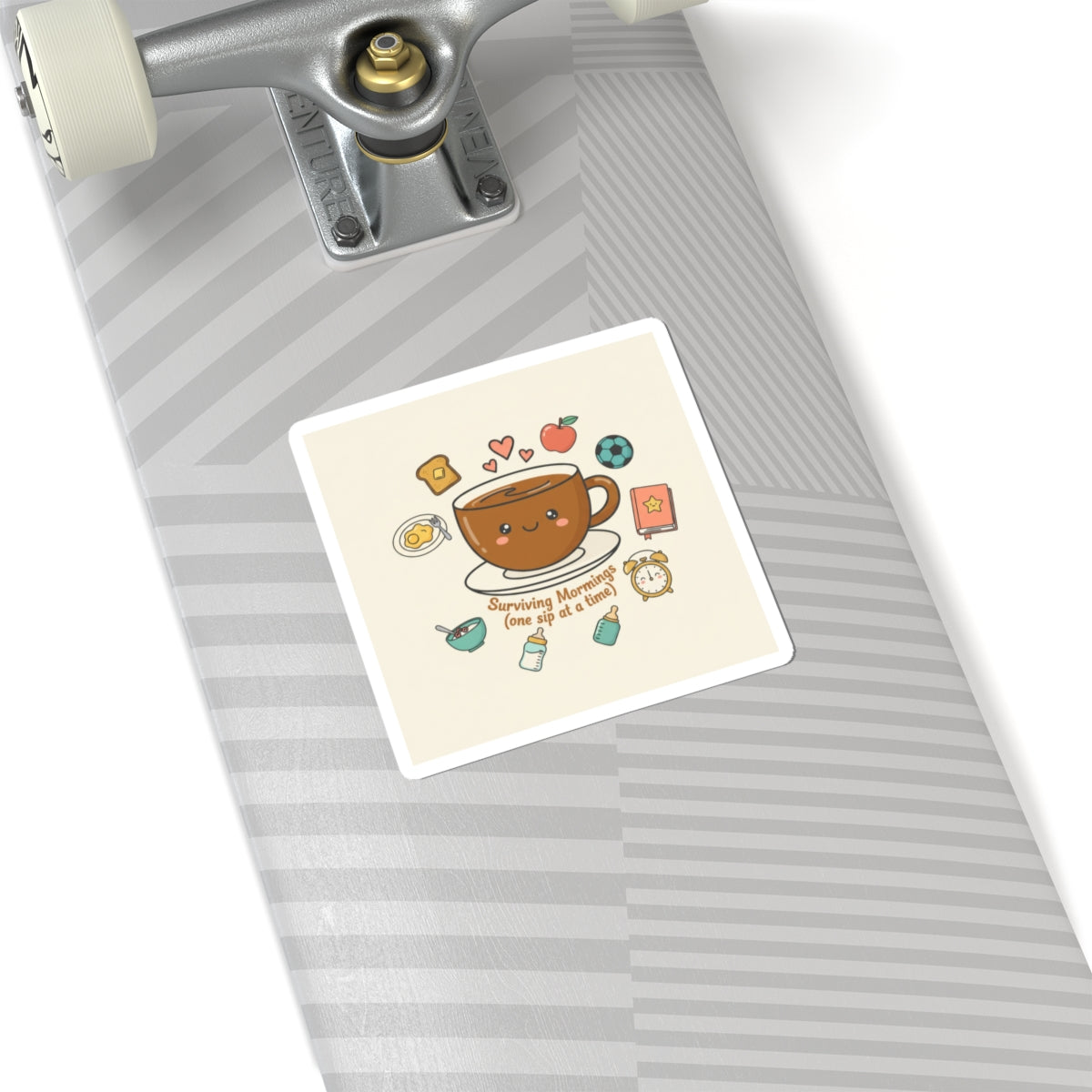 Surviving Mornings Coffee Cup Sticker | Parenting Morning Humor, Morning Chaos