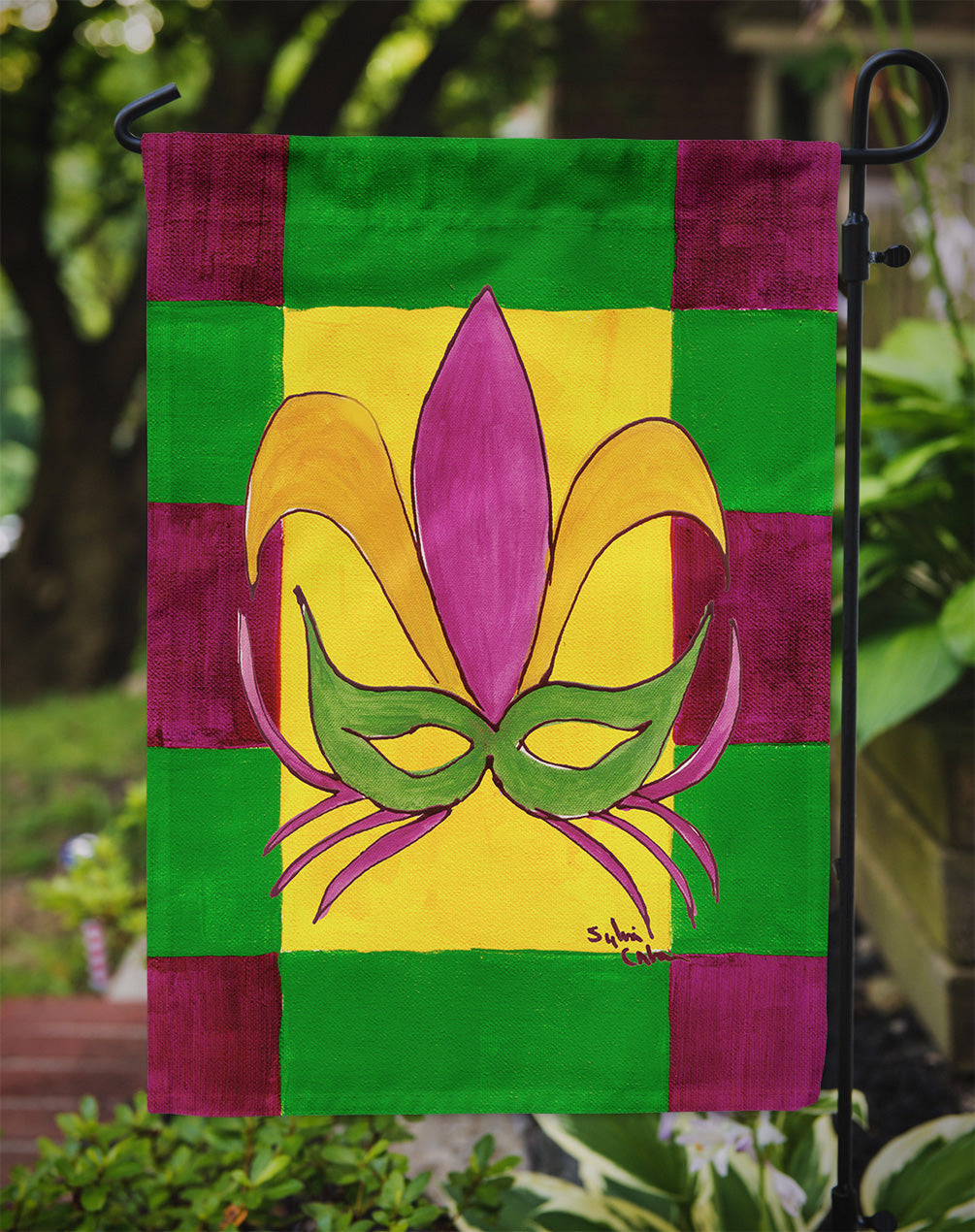Mardi Gras Mask Garden Flag Mailbox Decorative Yard Banner Outside Patio Artwork for Flower Beds, Garden Size, Multicolor