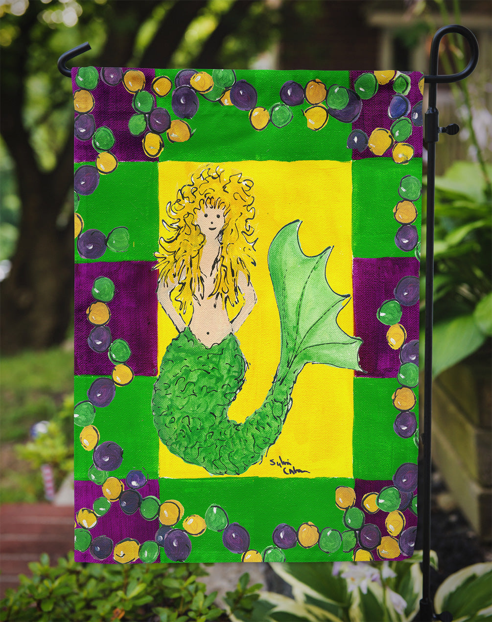 Mardi Gras Mermaid Garden Flag Mailbox Decorative Yard Banner Outside Patio Artwork for Flower Beds, Garden Size, Multicolor