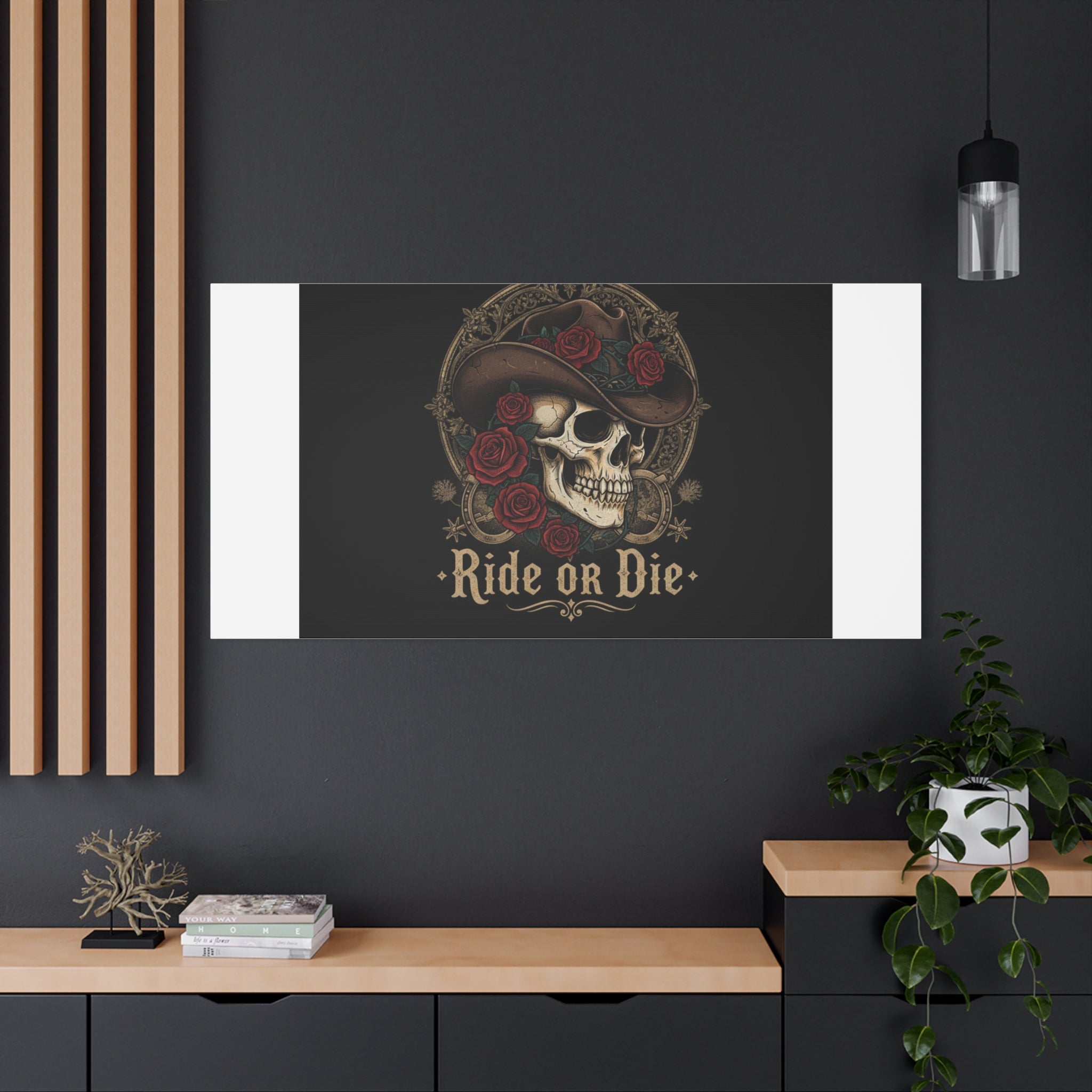 Ride or Die Skull Canvas | Western Skull Art, Gothic Americana