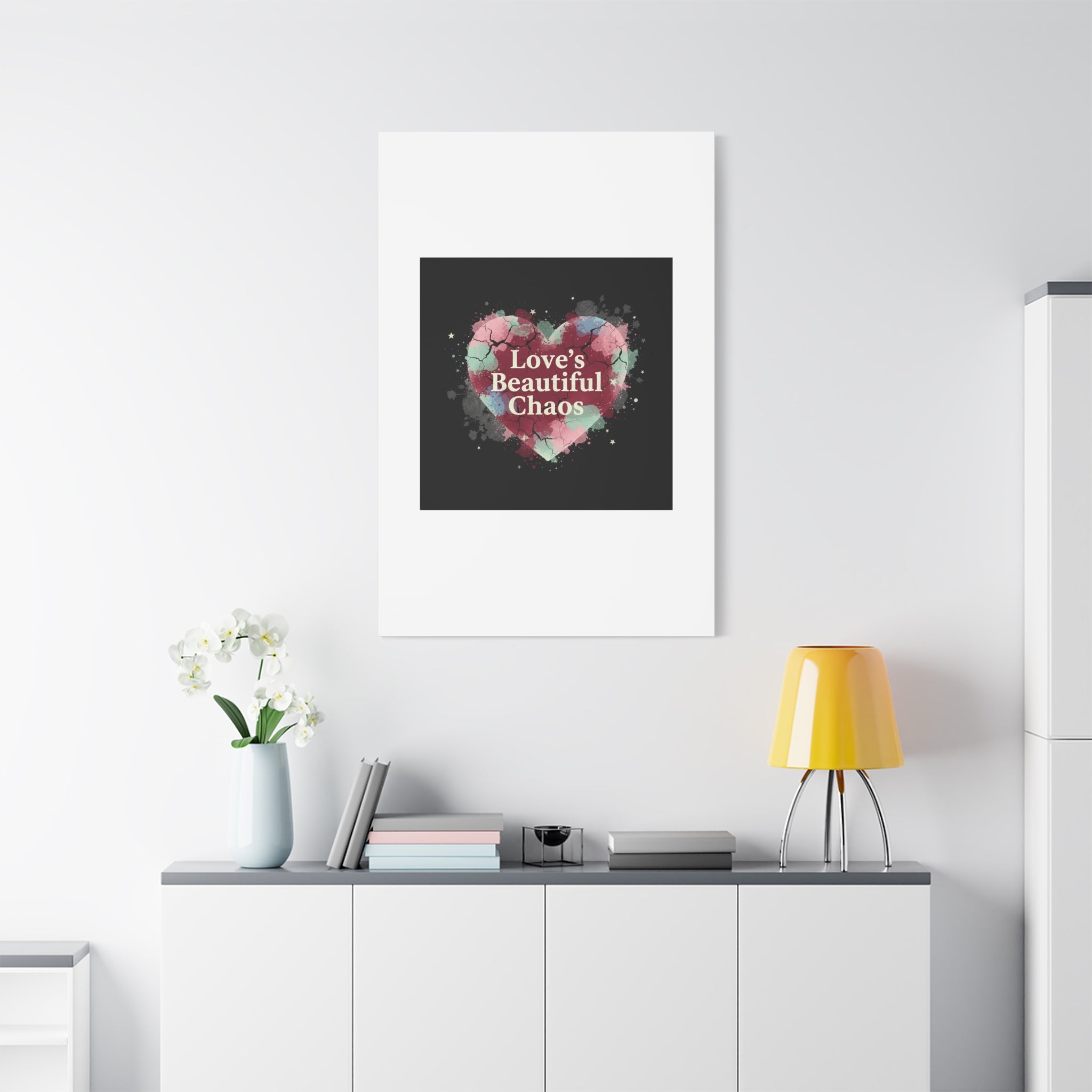Love's Beautiful Chaos Canvas Print | Soft Grunge Hearts, Distressed Heart Art