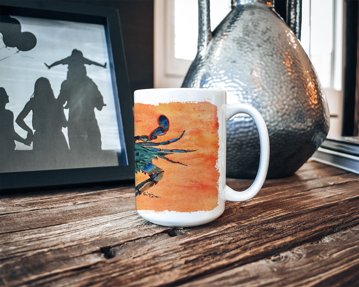 Crab Ceramic Coffee Mug 15 oz Decorative Large C Handle Mug Cup for Tea, Cocoa Hot Chocolate