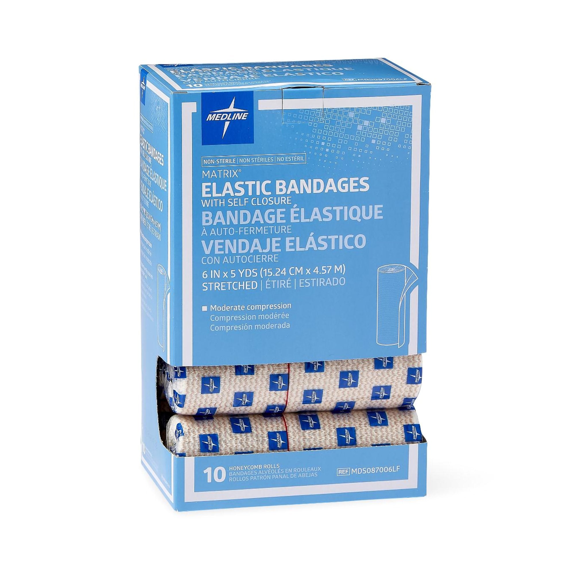 Matrix Double Hook and Loop Closure Elastic Bandage, 6 Inch x 5 Yard MDS087006LF