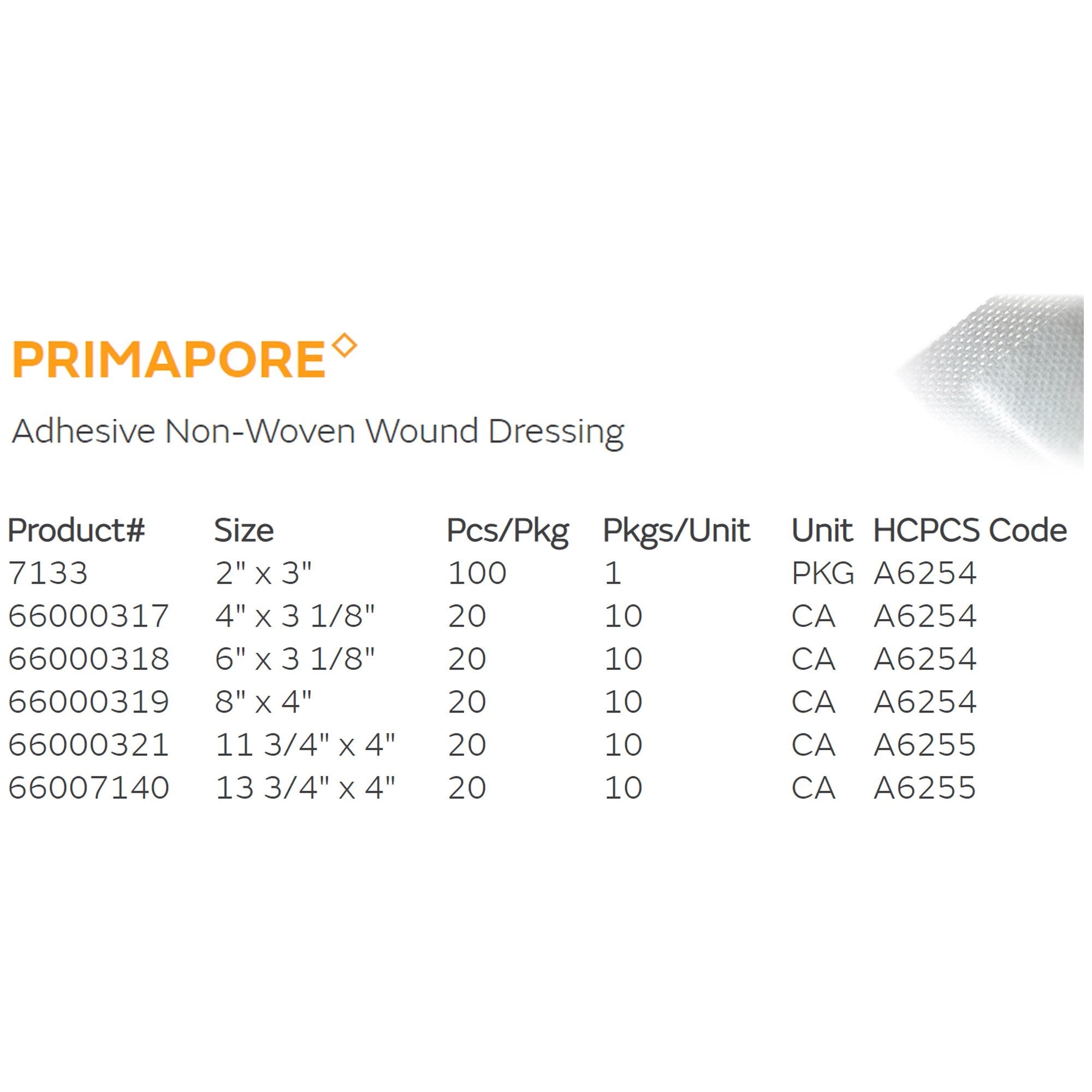 Primapore White Adhesive Dressing, 8 x 15 Centimeter 66000318