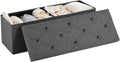 Sweetcrispy Foldable Storage Ottoman 43in, Storage Chest, Large Ottoman Bench Foot Rest Stool with Padded Seat for Entryway Living Room, Bedroom,Load 350lbs, Modern Grey